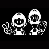 SoCool - Mario Bros - Mario & Luigi - Vinyl 6" wide (Color: WHITE) decal laptop tablet skateboard car windows stickers