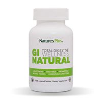 NaturesPlus GI Natural Total Digestive Wellness - 90 Vegetarian Tablets, Bilayer - Natural Gut Health Supplement - Probiotics, Prebiotics, Enzymes - Gluten-Free - 30 Servings
