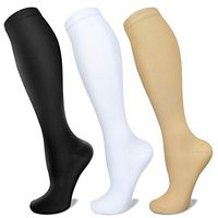 Compression Socks for Women & Men 15-20 mmHg, Best Medical, Nursing, for Running, Athletic, Edema, Diabetic, Varicose Veins, Travel, Pregnancy & Maternity (Small/Medium, 05 Black/White/Nude)