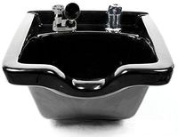 Pro Hair Tools Salon Barber Porcelain Wall Mounted Square Shampoo Bowl in (Black) + Free Cape Co. Cutting Cape ($29 Value)