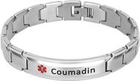 Elegant Surgical Grade Steel Medical Alert ID Bracelet for Men and Women (Men's, Coumadin)