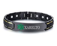 XUANPAI XARELTO Stainless Steel Brushed ID Identity Magnet Therapy Medical Alert ID Bracelet for Men Women