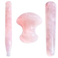 CCbeauty Professional Gua Sha Scraping Massage Tools Rose Quartz Natural Stone Handmade Guasha Board for Skin Muscle Care Treatment (3PCS Guasha)