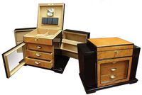 Baccus Desktop Humidor, Two-Tone Finish, 200 Cigar capacity.