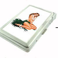 Metal Cigarette Case with Built In Lighter Pin Up Girl Design-021