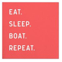 Slant "Eat Sleep Boat Repeat" Paper Beverage Napkins