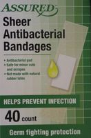 SHEER ANTIBACTERIAL BANDAGES 3/4 x 3 Inch Latex Free 40/Box