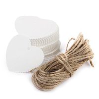 Kingsley Pack of 100 Heart-Shaped Paper Labels Gift Tags for Weddings Cards with Hemp Rope A Heart- shape Sticky Notes