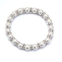 White and Crystal Magnetic Stretch Bracelet (Size 7)