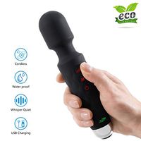 PERIKES Personal Mini Wand Massager with 20 Magic Vibration Wireless USB Rechargeable Handheld Waterproof Mute Shoulder Neck Back Body Massager Deep Stress Relax Gift for Women/Men (Black)