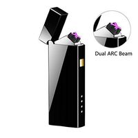 Humas Electric Lighter, Double Arc Electronic USB Rechargeable Lighter, Windproof Flameless Cigarette Lighter (Black)
