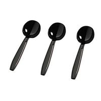 Flairware Heavy Duty Box Bulk Disposable Plastic Soup Spoon (1000/Case) Color: Black