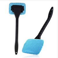 2 Pack Window Windshield Cleaning Tool, Car Glass Wiper Cleanser Brush with Microfiber Bonnets, Auto Home Office Cleaning Kit
