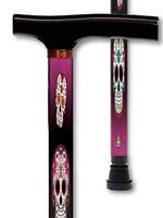 Walking Cane T Handle Sugar Skulls Day of The Dead Pattern Adjustable Aluminum Men or Woman Walking Cane