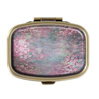 Cecillia Colorful Pink Flower Pill Box Decorative Boxes Bronze Rectangular Pill Case Medicine Tablet Holder Wallet Organizer Case for Pocket or Purse