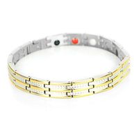 My Identity Doctor - Magnetic Energy Bracelet, Stainless Steel and Titanium, Gold Colored Fold Over Clasp - Wrist Size 8 Inch