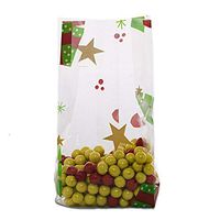 10ct. Small"Deck The Halls" Stars 7x2x3" Cello Party Treat Food Snack Bags ngKE -594