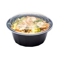 Asporto Microwavable To-Go Container - BPA Free PP Round Take Out Food Container with Clear Plastic Lid - Catering & Takeout - 32 oz - Black - Plastic - Disposable - 100ct Box - Restaurantware