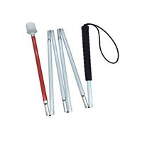 Aluminum Mobility Folding White Cane for Vision Impaired and Blind People (Folds Down 6 Sections) (145cm (57.1 inch), Black Handle)