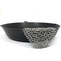 Yu2d 🌹🌹 Stainless Steel 316 Cast Iron Cleaner Brush Scrubber for Cast Iron Pan Cast C（Silver）