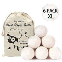 OrgaWise Wool Dryer Balls Set of 6 Pack XL 100% Organic Zealand Wool Dryer Balls Reusable Natural Fabric Softener Healthy Laundry Life Reduce Wrinkles & Static Cling, Shorten Drying Time(2.76 INCH)
