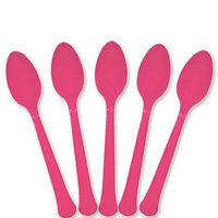 Extra Heavy Weight Plastic Spoons | 20ct (Bright Pink)