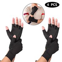 Half-Finger Compression Gloves | 2 Pair, Copper Fiber, for Men and Women, Pain Relief, Prevent Arthritis, Keep Warm, Arthritis, Osteoarthritis, Rheumatoid Arthritis, (L)