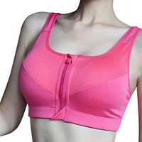 Theoylos Women's Zip Front Sports Bra Push Up Beauty Back Bra Ladies Seamless Bralette Extra-Elastic Fitness Yoga Bra Hot Pink