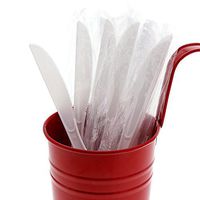 AmerCare Medium-Heavy Weight White Polystyrene Knives, Individually Wrapped, Case of 1000