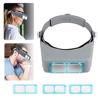 Magnifying Glasses Jewelry Loupes Headband Magnifier 1.5X 2X 2.5X 3.5X Double Lens Head Mounted Reading Magnifier Glasses Watchmaking Handsfree Binocular Magnifier Watch Repair Tool Eye Magnifying