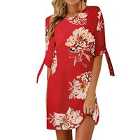 LISTHA Floral Dresses for Women Plus Size Long Sleeve Mini Dress Bowknot Sleeves