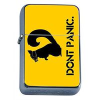 Don't Panic Squirrel Flip Top Oil Lighter Em1 Smoking Cigarette Silver Case Included