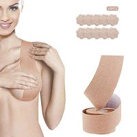 1 Roll 5M Boob Tape and 10 Pcs Disposable Nipple Cover,Breathable Breast Lift Tape Medical Grade Athletic Tape Petals DIY Lift Chest Paste Sexy Backless/Strapless Breast Lift Tape,A-E for Cup