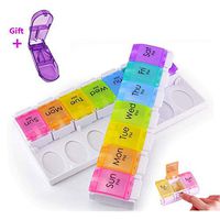 GQQG Pill Organizer AM PM 2 Times a Day Medication Travel Case 7 Day Weekly Pill Box Reminder in Rainbow Colors, Arthritis Friendly, BPA Free