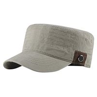 Meidexian888 Solid Brim Flat Top Cadet Caps Adjustable Corps Vintage Flat Top Hats (Beige)