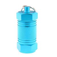 Aluminum Alloy Waterproof Mini Pill Storage Case Box Medicine Container Holder First Aid Cartridge Key Chain - Blue, as described