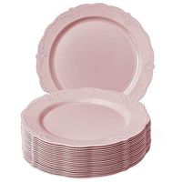 DISPOSABLE DINNERWARE SET, 20 Dinner Plates (Vintage - Blush, 10.25") (Renewed)