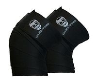 Gymreapers Knee Wraps (Pair) with Strap for Squats, Weightlifting, Powerlifting, Leg Press, and Cross Training - Flexible 72" Knee Wraps for Squatting - for Men & Women - 1 Year Warranty (Black)