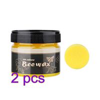 2PCS Beeswax Furniture Polish, Wood Seasoning Beewax, Traditional Beeswax Polish for Wood Doors, Tables, Chairs, Cabinets, Furniture Cleaning (Include Duster Cloth/Sponge)