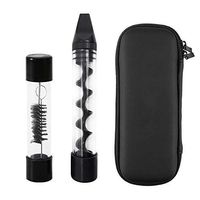 Perfect Flat Mouth Glass Tube Set for Dry Herbs with Cleaning Tools & Zipper Case (Black)