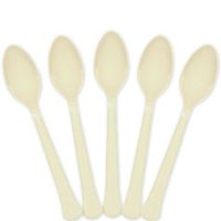 Extra Heavy Weight Plastic Spoons | 20ct (Vanilla Creme)