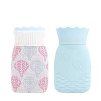 VAlinks Microwave Heating Bottle Environmental Silicone Transparent Hot Water Bag with Knit Cover, Hot & Cold Therapies-Gift for Birthday, Christmas, Valentine's Day, Gift Exchange Party (Blue)