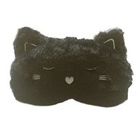 Song Qing Lovely Plush Black Cat Happy Travel Sleeping Eye Mask Cover Blindfold for Sleep