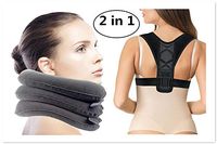 Cervical Neck Traction Device and Back Posture Corrector, Shoulder and Neck Pain Relief, Neck Stretcher Collar for Home Traction Spine Alignment