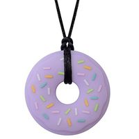 Munchables Donut Chewy Necklace - Sensory Chew Necklace for Boys and Girls (Purple on Black Cord)