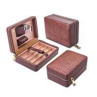 Free Boy Portable Cigar Travel Case,Cedar Wood Cigar Case with Humidifier, Cigar Cutter, Dropper and Pouch