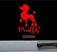 JS Artworks Poodles Heart Vinyl Decal Sticker Poodle Dog pet Animal (RED)