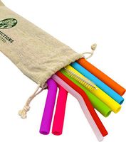 Earthly Connections Silicone Reusable Straws, 8 Pack, Long and Portable Drink Accessories for Tumblers, Cups and Mugs, Hot and Cold Safe, with FREE Cleaning Brush and Travel Storage