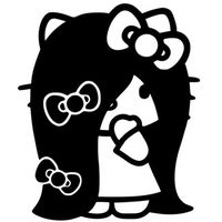 Hello Kitty EMO Girl - Vinyl 5" tall (Color BLACK) decal laptop tablet skateboard car windows stickers