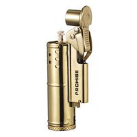 Solid Brass Antique Style Flint Wheel Oil Petrol Metal Cigarette Lighter (Gold)